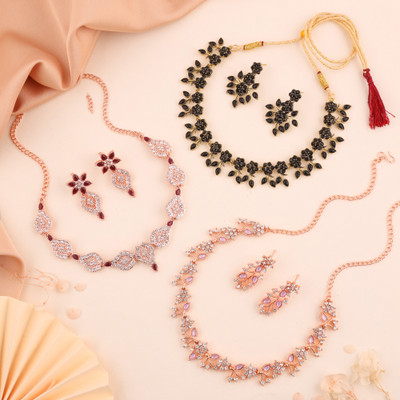 Divastri Brass Gold-plated Rose Gold, Gold Jewellery Set(Pack of 3)