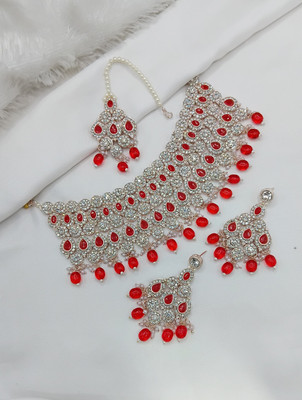 Yuzi Jewells Alloy Red Jewellery Set(Pack of 1)