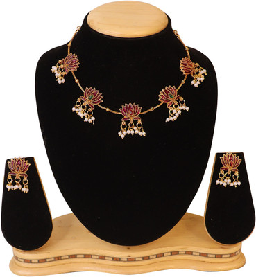 Swarajshop Alloy Gold-plated Red, Green Jewellery Set(Pack of 3)