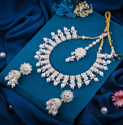 VATSALYA creation Alloy Gold-plated White Jewellery Set(Pack of 1)