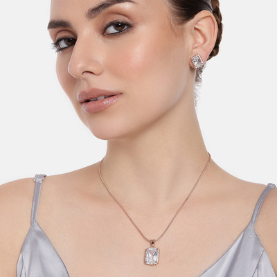 Estele Brass White Jewellery Set(Pack of 3)