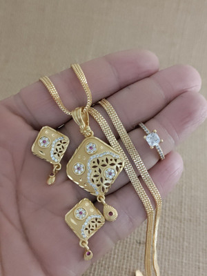 Bhagavati creation Brass Gold-plated Gold Jewellery Set(Pack of 1)