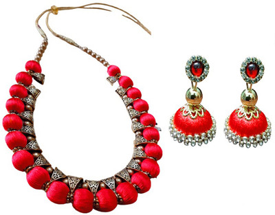 SCFPKPR Metal, Dori Red Jewellery Set(Pack of 1)