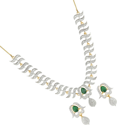 M Creation Alloy Gold-plated Green Jewellery Set(Pack of 3)
