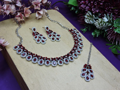 VATSALYA creation Alloy Gold-plated Maroon, Silver Jewellery Set(Pack of 1)