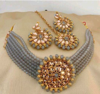 Chikku Alloy Gold-plated Grey, Gold Jewellery Set(Pack of 1)