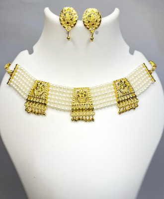 Gnmjewels Alloy Gold-plated Gold, White Jewellery Set(Pack of 1)