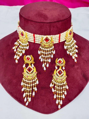 rajputijewels Brass Gold-plated Red Jewellery Set(Pack of 1)