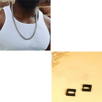 MAATRCHAAYA Stainless Steel Sterling Silver, Titanium Black, Silver Jewellery Set(Pack of 2)