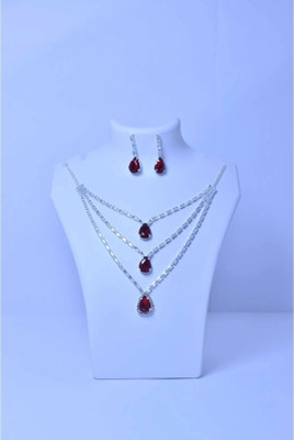 mitrfashion Sterling Silver Silver Ruby Red Jewellery Set(Pack of 2)