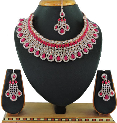 VATSALYA creation Alloy Gold-plated Ruby Red Jewellery Set(Pack of 1)