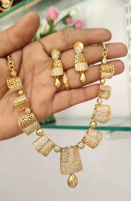 Rangrozo Jewellery Brass, Alloy Gold-plated Gold Jewellery Set(Pack of 1)