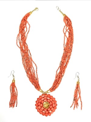 Fashion Fusion Alloy Orange Jewellery Set(Pack of 1)