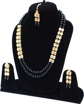 Shaili Craft Alloy Gold-plated Black Jewellery Set(Pack of 3)