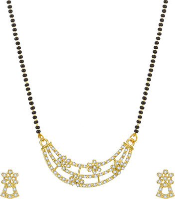 AADITA Brass Gold-plated Black, Gold Jewellery Set(Pack of 1)