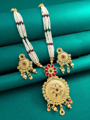 AADITA Brass, Copper Gold-plated Multicolor Jewellery Set(Pack of 1)