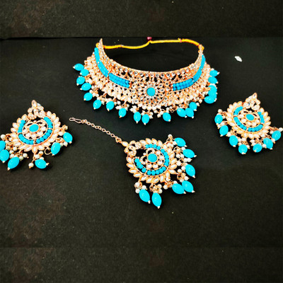 Keshari Bazar Alloy Silver, Blue Jewellery Set(Pack of 1)