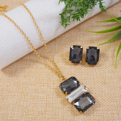 JewelShadi Alloy Gold-plated Grey Jewellery Set(Pack of 1)