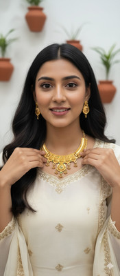 kanthira Steel Gold-plated Gold Jewellery Set(Pack of 1)