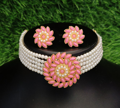 Keltron enterprise Alloy Gold-plated Pink Jewellery Set(Pack of 1)