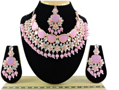 VATSALYA creation Alloy Gold-plated Pink Jewellery Set(Pack of 1)