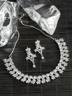 ZENEME Brass Gold-plated White Jewellery Set(Pack of 1)