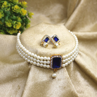 PingBling Alloy Gold-plated Blue Jewellery Set(Pack of 1)