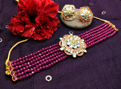 Soniya Crafts Alloy Gold-plated Pink Jewellery Set(Pack of 1)