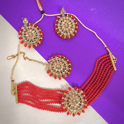 JEWERICHE IMITATION Alloy Red Jewellery Set(Pack of 1)
