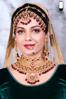 SS IMITATION JEWELLERY Alloy Gold-plated Maroon Jewellery Set(Pack of 4)