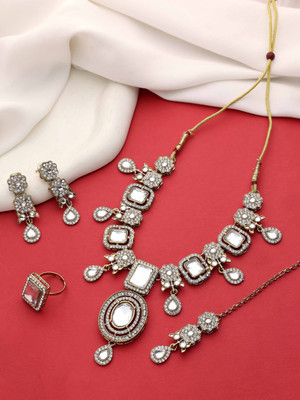 SAIYONI Alloy Gold-plated White Jewellery Set(Pack of 5)