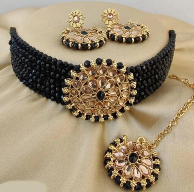Bold Style Alloy Gold-plated Black Jewellery Set(Pack of 1)