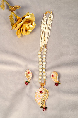 ORUKA Alloy Gold-plated Maroon, White Jewellery Set(Pack of 1)