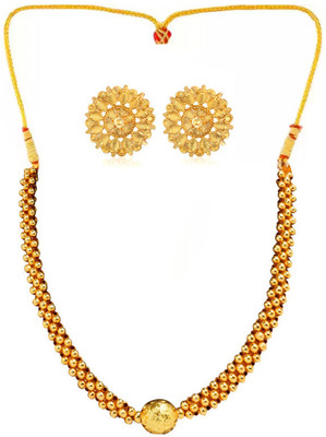 Heer Collection Brass, Copper, Dori, Alloy Gold-plated Gold, Maroon Jewellery Set(Pack of 1)