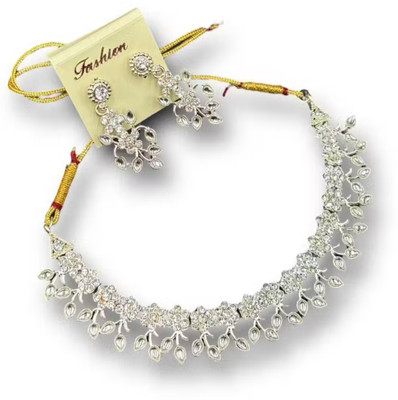 SatnamCreation Alloy Gold-plated White Jewellery Set(Pack of 1)