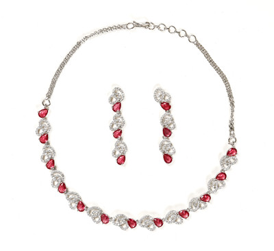 RANIT CREATION Brass Rhodium Red Jewellery Set(Pack of 1)