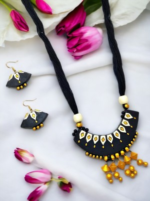 ABHRASRI CREATION Terracotta Black Jewellery Set(Pack of 2)