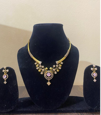 Treasure Collections Stone, Copper Gold-plated Pink, Gold Jewellery Set(Pack of 1)