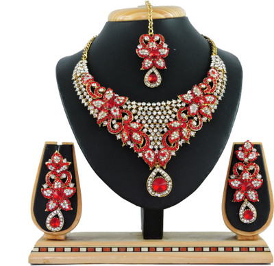 VATSALYA creation Alloy Gold-plated Red Jewellery Set(Pack of 1)