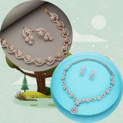 LYRISS Brass Gold-plated Multicolor Jewellery Set(Pack of 2)