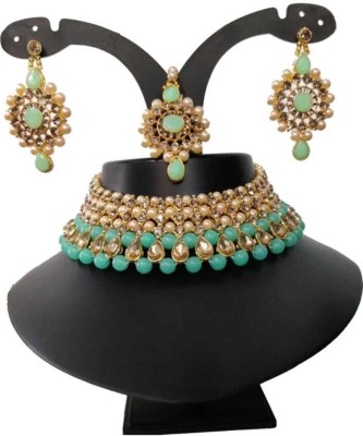 RAHUL TRADERS Alloy Gold-plated Turquoise Jewellery Set(Pack of 1)