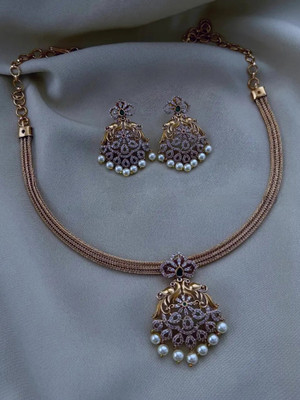 RUJVE JEWELLERY Brass, Copper Gold-plated Gold Jewellery Set(Pack of 1)
