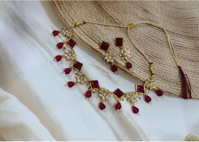 MK Gallery Alloy Red, White, Gold Jewellery Set(Pack of 1)