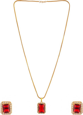Avisha Brass Ruby Red Jewellery Set(Pack of 1)
