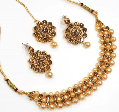 Chikku Alloy Gold-plated Gold, Bronze, Beige Jewellery Set(Pack of 1)