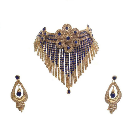 SHREE MAULI CREATION Alloy Gold-plated Blue Jewellery Set(Pack of 1)