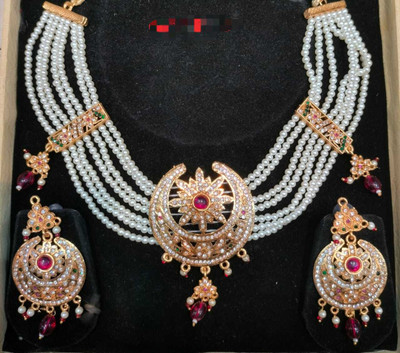 Mk Jewellery Alloy Gold-plated Red Jewellery Set(Pack of 1)