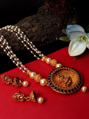 BHANA CREATIONS Alloy Gold-plated Black Jewellery Set(Pack of 1)