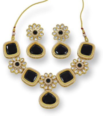 ISMI CREATIONS Alloy Gold-plated Black Jewellery Set(Pack of 1)