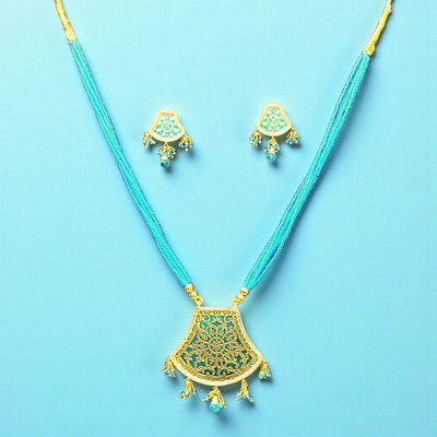 Aroras Bridal & Fashion Jewellery Copper Gold-plated Turquoise Jewellery Set(Pack of 1)